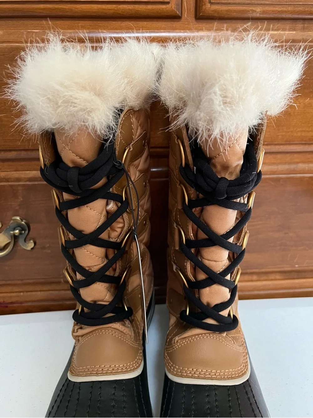 Sorel Tofino Cate Lace-Up Snow Boot for Women - Curry/Black, Size 9.5